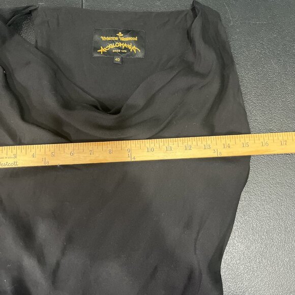 Vivienne Westwood Anglomania Midi Dress Sz 40 Black Drape Cocktail Evening 90s - Picture 9 of 11